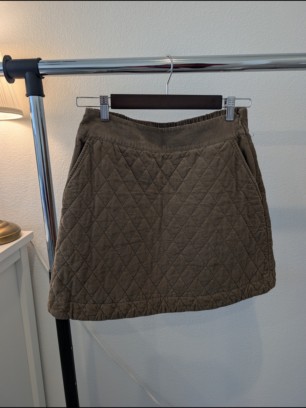 Tuckernuck Quilted A-Line Skirt in Olive